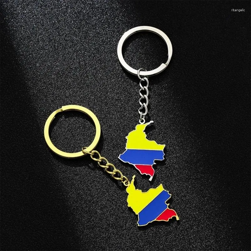 Porte-clés en acier, carte colombienne, pendentif, bijoux