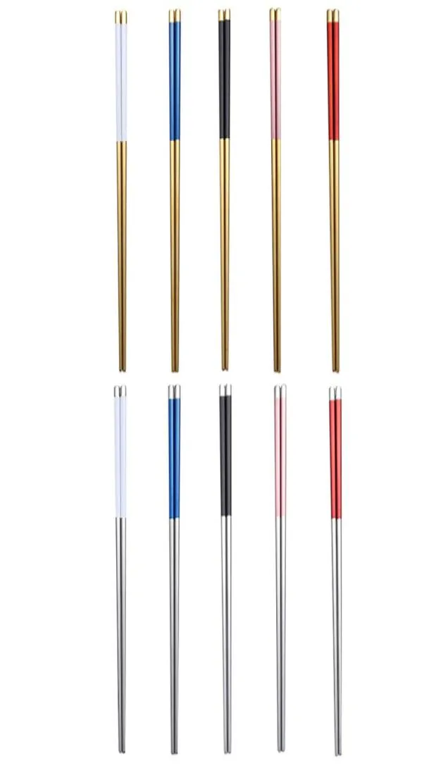 Pauzinhos de aço inoxidável Metal Chop Sticks Talheres Prata Ouro Multicolor Talheres Festa de Casamento Festival Suprimentos JK2007KD7637686