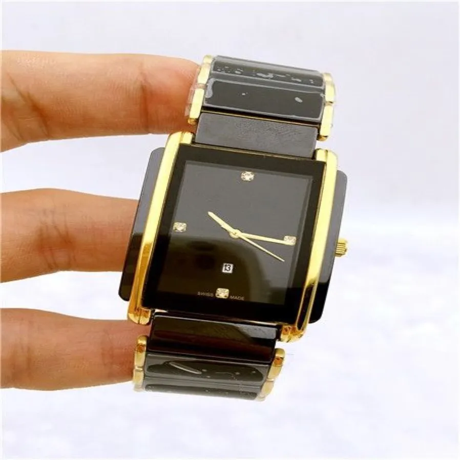 Nouvelle mode hommes montre mouvement à quartz mâle horloge montre en céramique pour homme montre-bracelet rd01282l