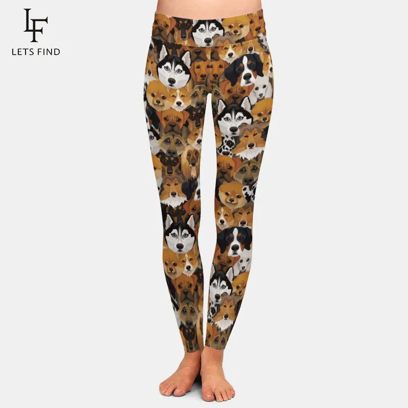 Leggings de Fitness élastiques pour femmes, imprimé chien, soie de lait, taille haute, en Spandex, pour dames, nouvelle collection été