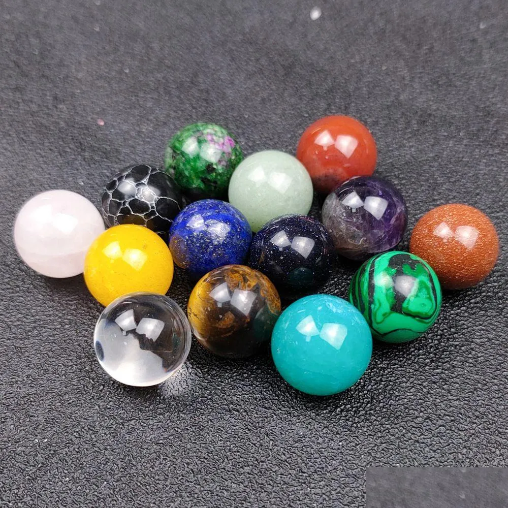 Stone 16mm Polished Loose Reiki Healing Chakra Natural Stone Ball Bead Palm Quartz Mineral Crystals Tumbled Gemstones Handbit Home DHHSL