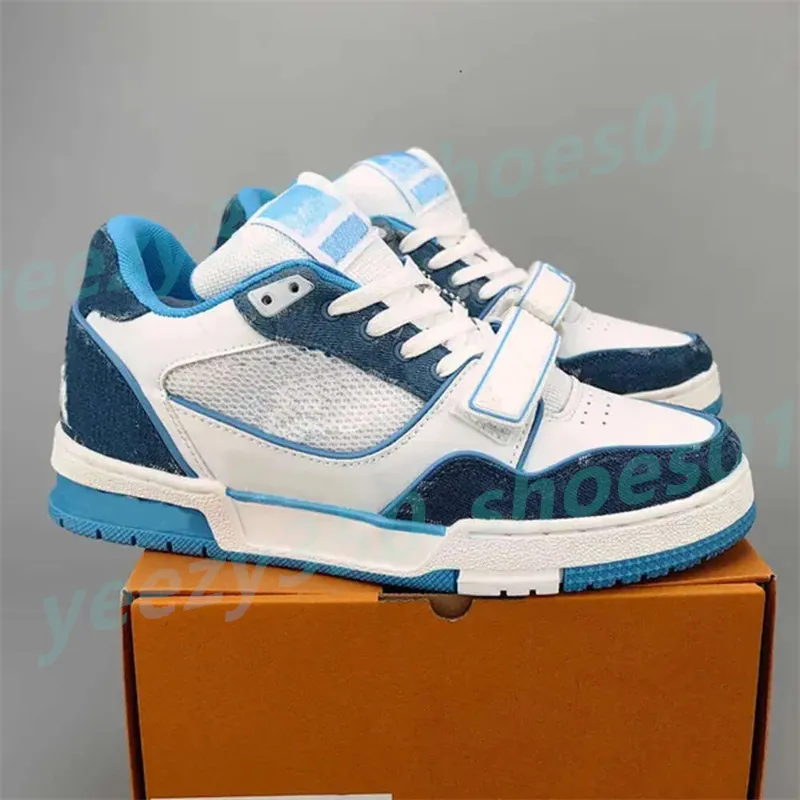 Virgil Designer Trainer Casual Schoenen Denim Kalfsleer Canvas Lederen Sneaker Abloh Wit Groen Rood Blauw Letter Overlays Platform Lage heren dames platte Sneakers Y7