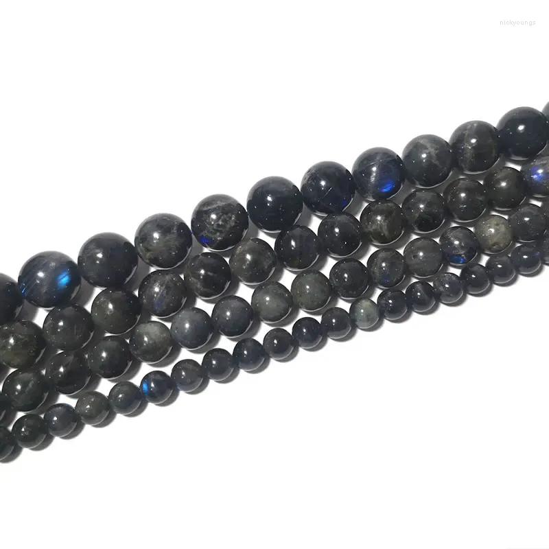 Pedras preciosas soltas natural preto escuro labradorite azul luz contas de pedra preciosa redonda para fazer jóias diy pulseira acessórios artesanais