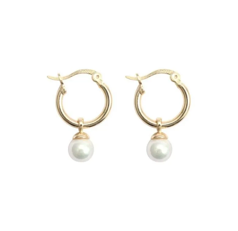 Hoop Huggie 1Pair 18K Gold 135mm Söt Real925 Sterling Silver Shell Pearl Loop Circle Earring Earbone Fiercied Charms CF28297166923