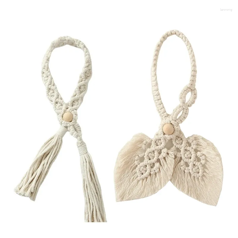 Curtain Leaf Tassel Macrame Tieback Hand-Woven Cotton Rope Drapery Holdback