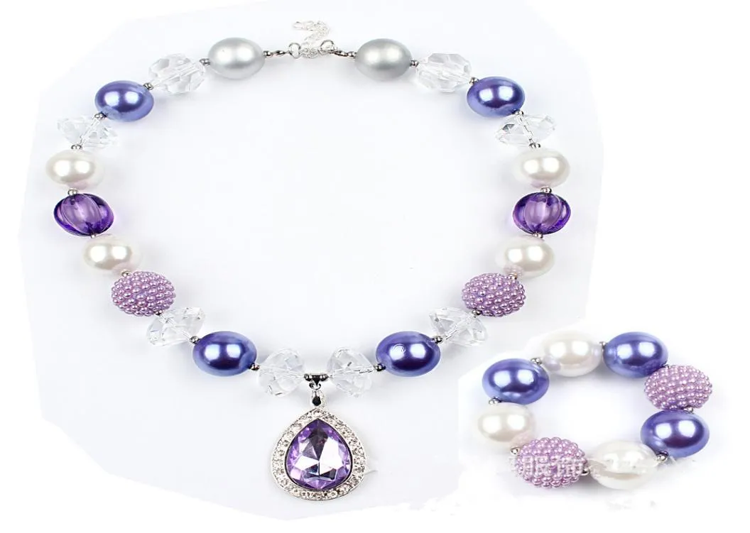 Bijoux pour enfants 039s, chaîne de perles de couleur bonbon entière, Bracelet frais, magnifique ensemble de perles, collier avec de grosses petites perles pour Hal5649270