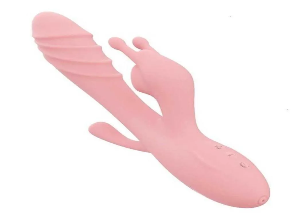 Massager zabawek seksu 3 w 1 Dildo Rabbit Vibrator Wodoodporne ładowce USB Anal Clits