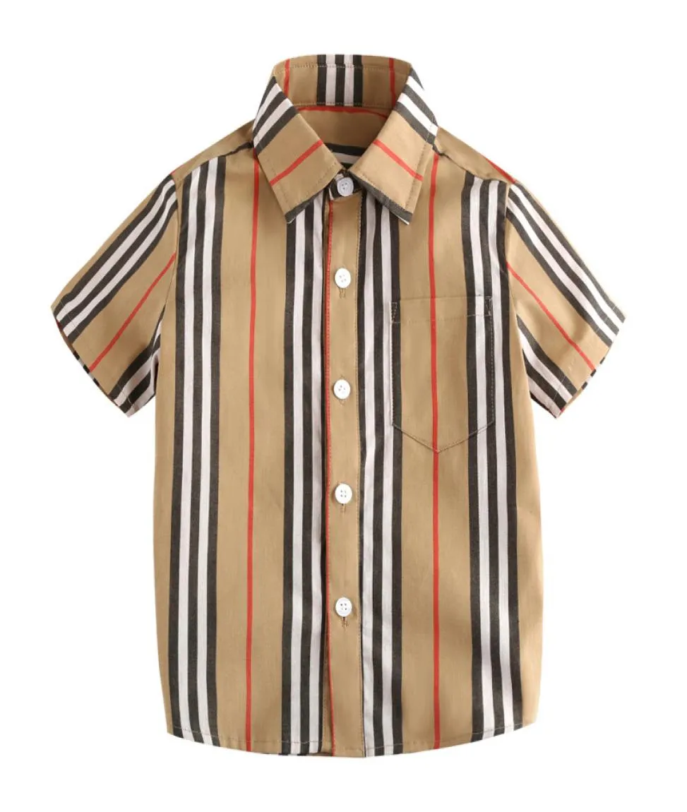 boys shirt 2019 INS summer styles boy Kids shirt short Sleeve turn down collar stripped print kids causal 100 cotton all match sh2717457