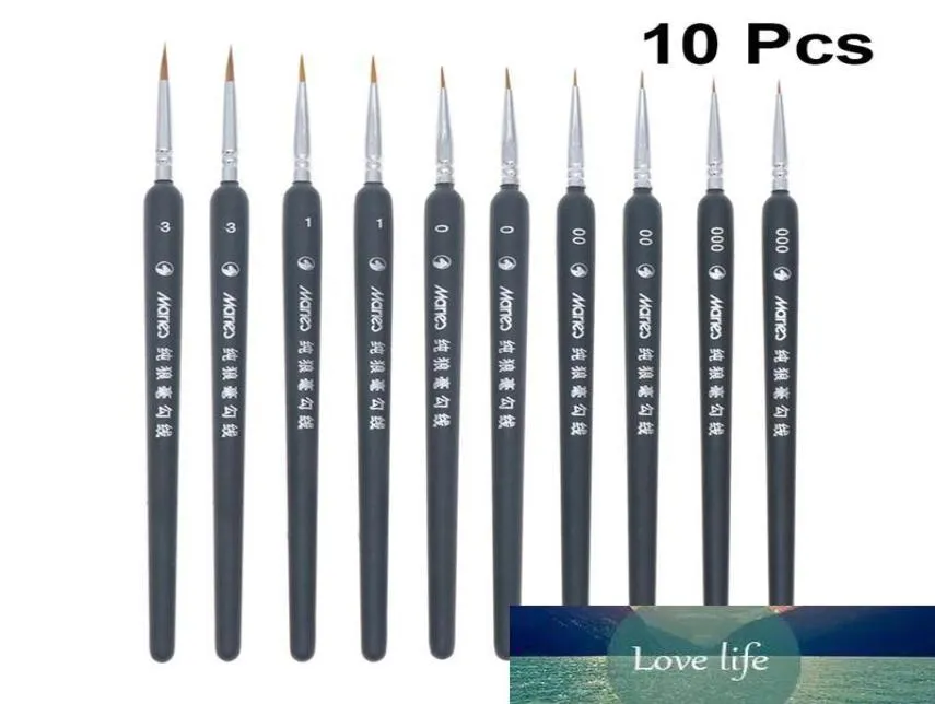 10 pièces ensemble de pinceaux de peinture de haute qualité pinceaux à pointe de cheveux de loup peinture de détail détails fins peinture à l'huile modèles aquarelle 2853468