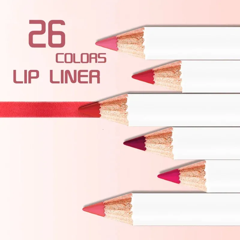 26color White Boxes Waterproof Pigment No-fading Lipliner Private Label Custom Bulk Lip Pencil Cosmetic Makeup All Lips Tint 240305
