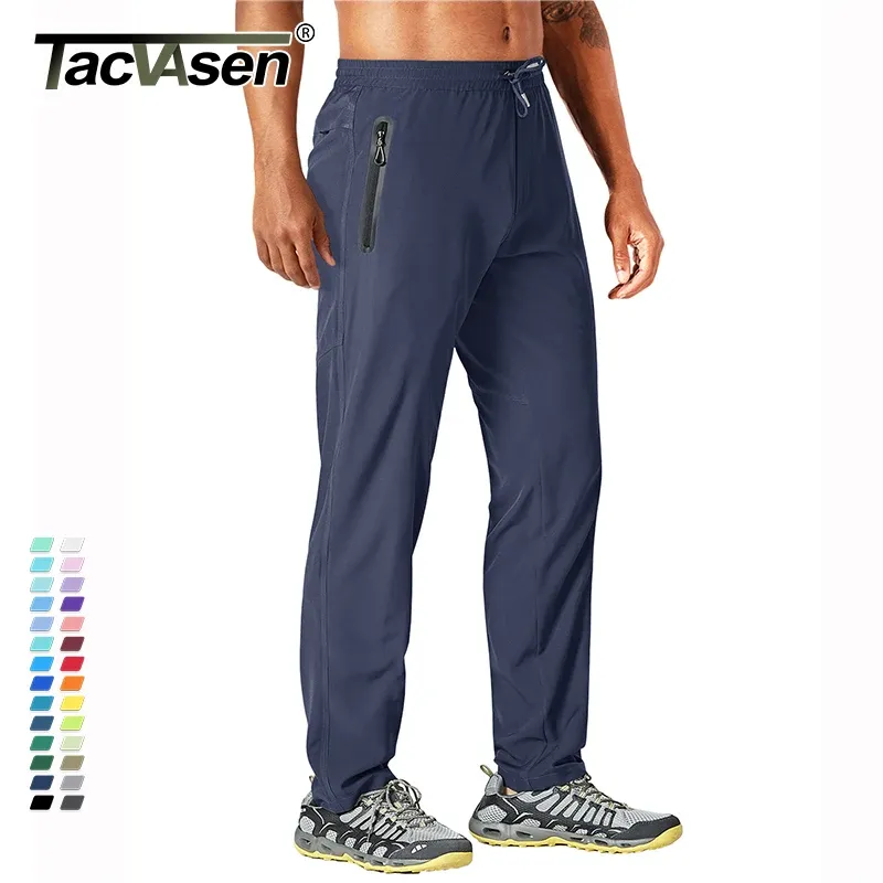 Sweatpants Tacvasen Outdoor Pants Men Snabbt torrt raka vandringsbyxor Elastisk lätt yogadotning Träning Sweatpants Joggers