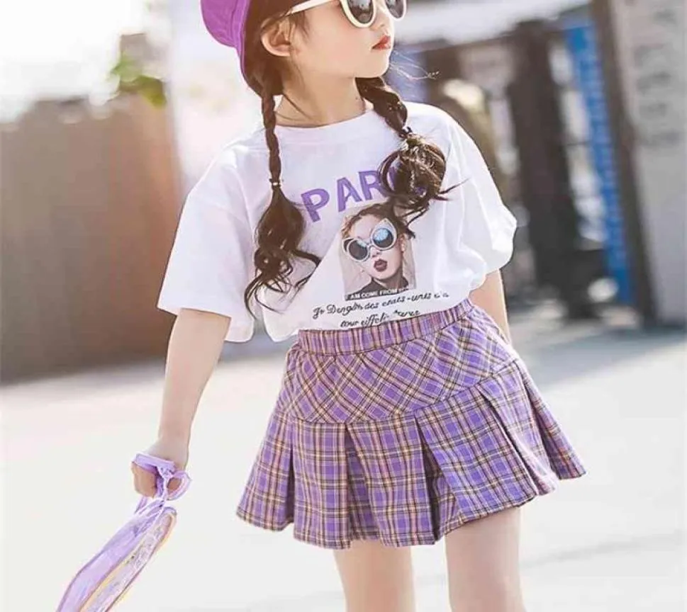 Summer Toddler Girl Ubrania z powrotem do szkoły dla dzieci dres dresowy 4 lipca strój nastoletni drukarnia biała spódnica 4 12 13 2108042060219