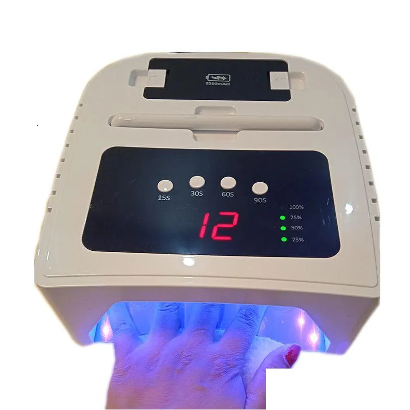 Secadores de unhas Ce Qualidade D Bateria Removível P Lâmpada de Oterapia 72W Unpled Dupla UV LED Forno Sem Fio Recarregável Secador de Manicure 230323 Dr Dh8Iz