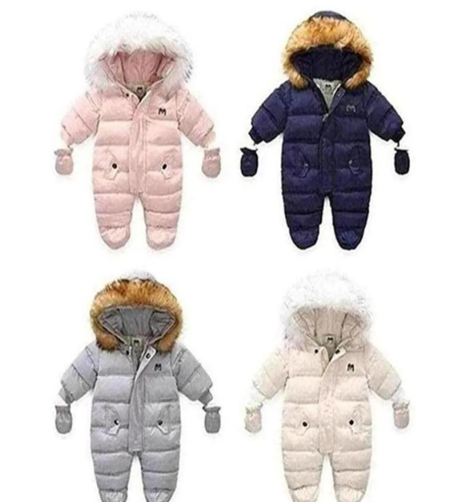 Baby Winterkleding Waggel Jumpsuit Met Capuchon Binnenkant Fleece Meisje Jongen Kleding Herfst Overalls Kinderen Outerwear341v4914012