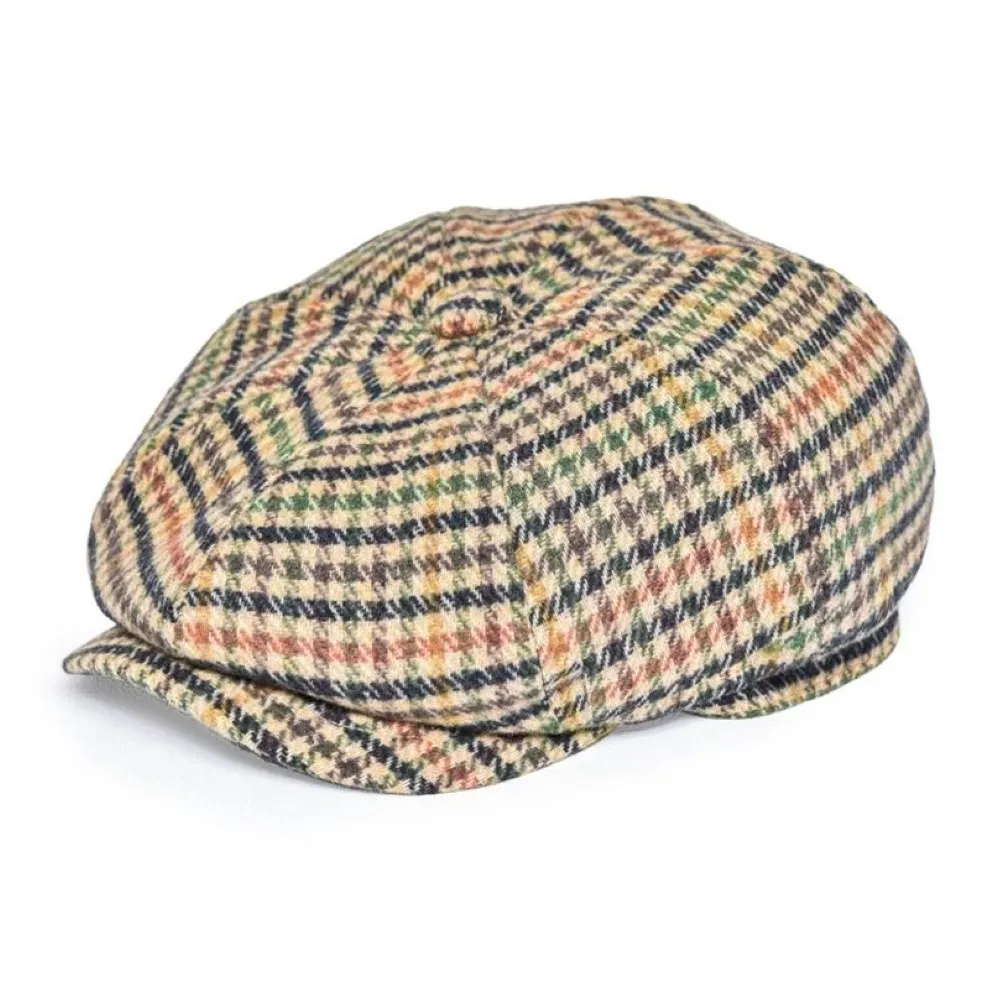 Feinion Newsboy Cap för män Kvinnor Herringbone 50% Wool Tweed Flat Caps Yellow Green Cabbies Driver Hat 068 201216252W