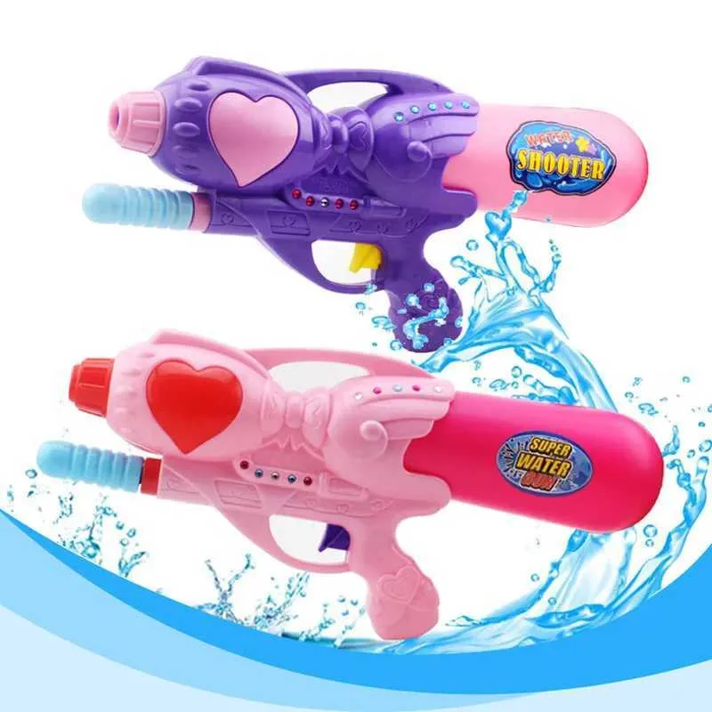 Gun Toys 33 cm sommar utomhus rosa tjej tryck vatten pistol barn vatten pistol pumpning vatten leksak blötläggning pump action vatten pistol spray gunl2403