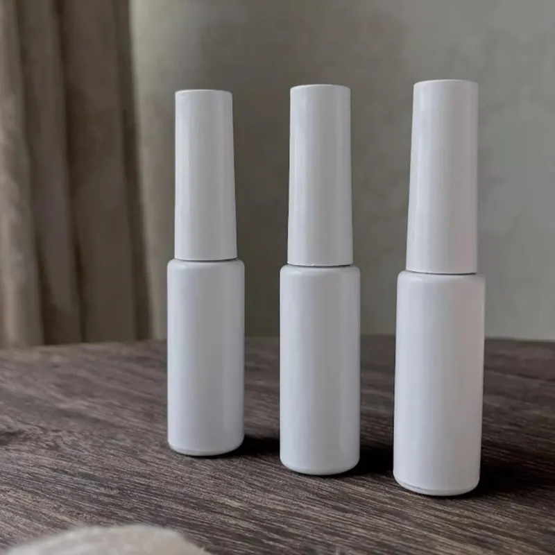 8 ml tom nagellack glasflaska vit bärbar gelbehållare fylld förvaringslåda rund makeup rörborste