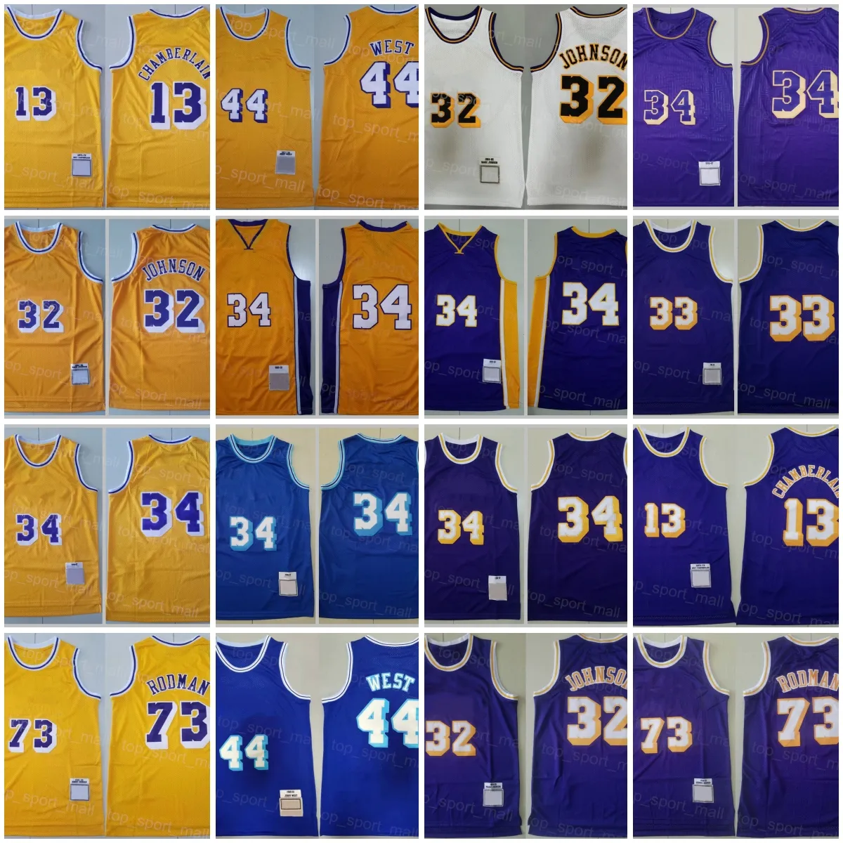 Retro Basketball Wilt Chamberlain Jersey 13 Johnson Jerry West 44 Dennis Rodman 73 Dikembe Mutombo Carmelo Anthony Allen Iverson Heren Vintage Sport Throwback