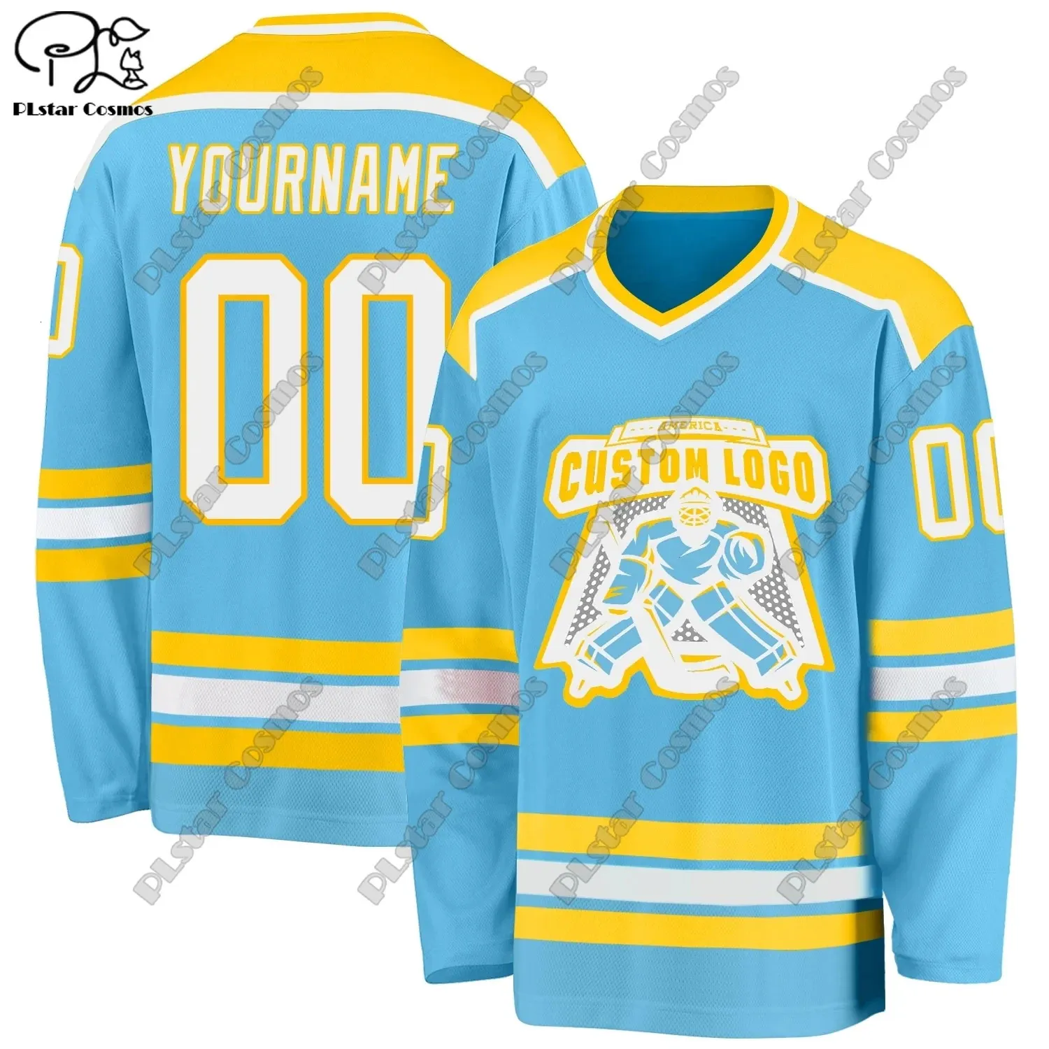 Hockey Jersey Kleurrijke serie V-hals Lange mouw Gepersonaliseerde op maat 3D-geprint Kleurrijk Casual sweatshirt Teamcadeau C20 240305