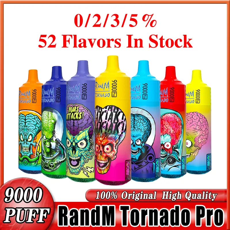 Originale Randm Fumot Tornado 9000 Puffs Pro 9K VAPE usa e getta 0K 0,8ohm a rete da 18 ml Batteria baccello da 18 ml Batteria ricaricabile E sigarette RGB Light 41 sapori Display olio batteria a batteria