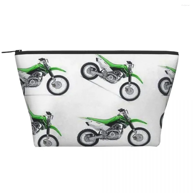 Sacs à cosmétiques vert Dirt Bike trapézoïdal Portable maquillage sac de rangement quotidien étui pour voyage bijoux de toilette