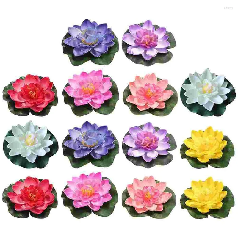 Dekorativa blommor 14 PCS lotus dekoration dans rekvisita falska lotusblomma konstgjorda växter simulerad plastsimulering blommig