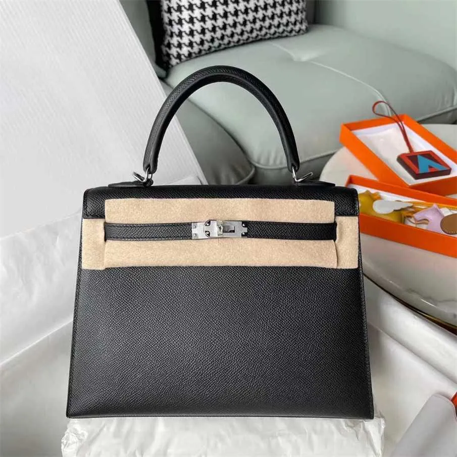 70% Factory Outlet Off EP grain cow leather wax thread hand-stitched outside seam 25cm bag single-shoulder messenger handbag for women on sale