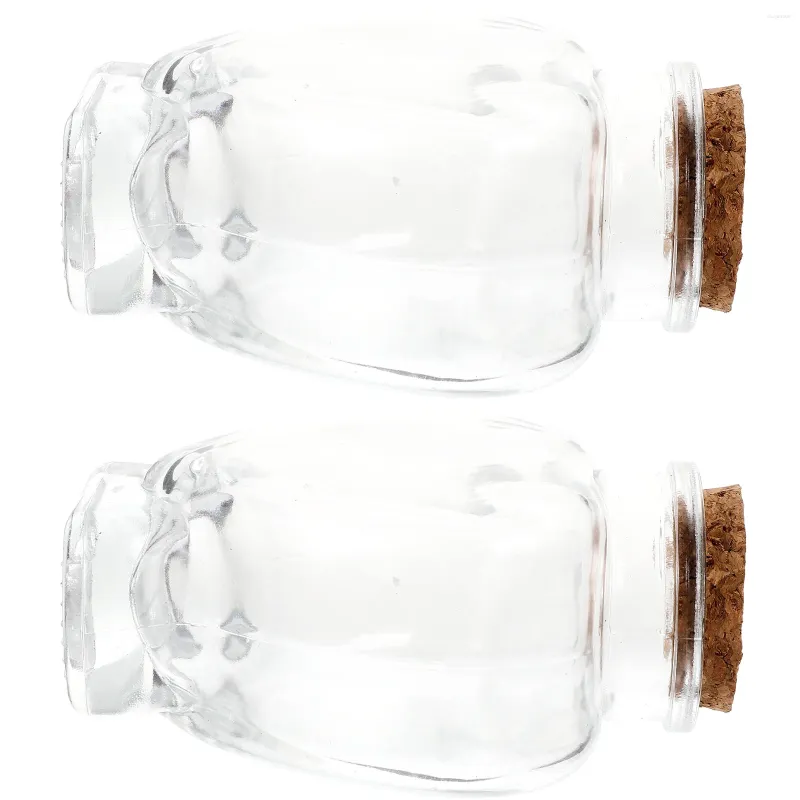 Förvaringsflaskor 2 st som önskar flasktransparent driftlandskap dekor korkglasprydnad
