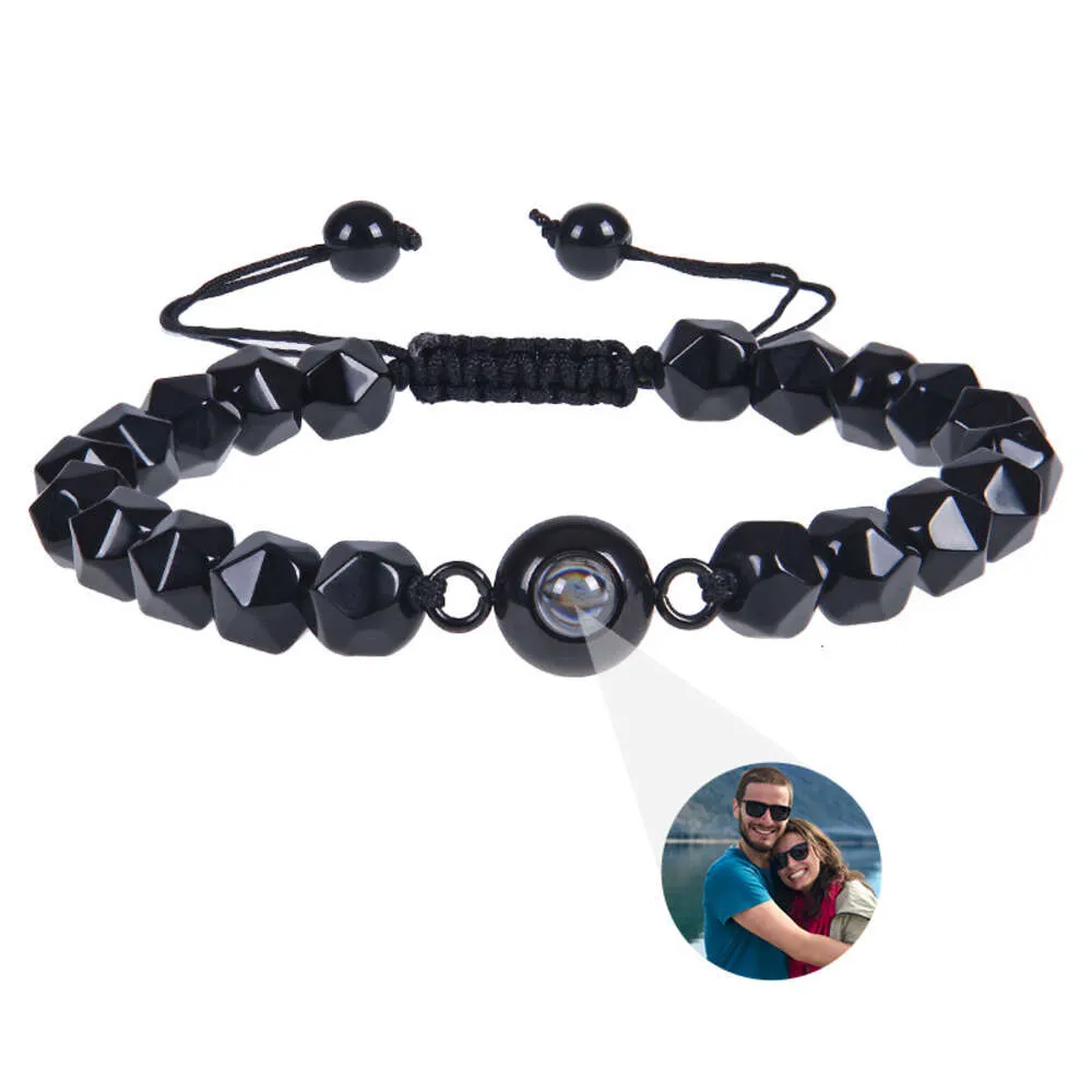 Duoying 8 mm Obsidian-Foto, natürlicher geschliffener Stein, Bild, individueller Armband-Schmuck