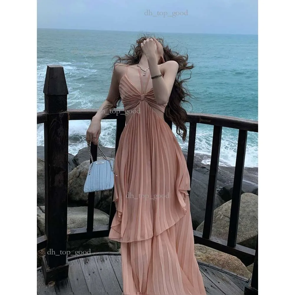 Vestido francês sexy puro desejo vento cintura irregular exposta slim slim slim para mulheres sanya praia férias fotografia vestido longo 138