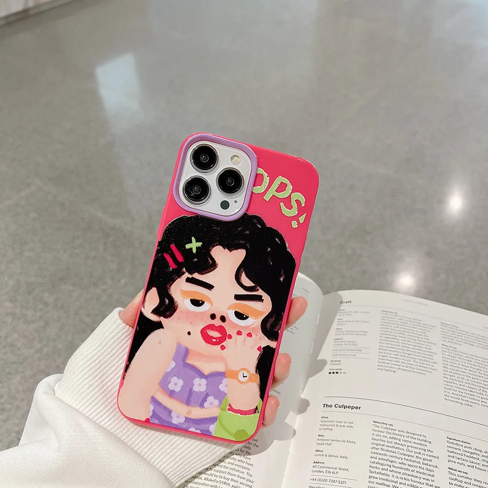 Cell Phone Cases CASETIFY Color English Silica Gel for iPhone 13 14 ProMax 12Pro 13Pro Girl Sculpture Quadrangle Antidrop Soft Cover A0330 J240307 XE7B