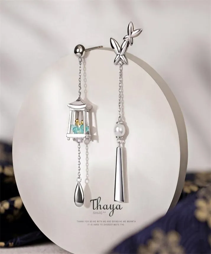 Thaya Women Earring Silver Needles Tassels Green Lantern Eardrop Excisite S Dangle for Luxury Fine Jewelry 2106163598687