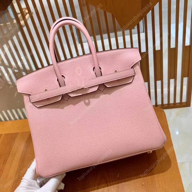 Top high quality designer tote bag large luxurys handbags 35CM togo Genuine Leather women bag mirror quality bags Gift box packaging Hand waxed thread sewing pink bag