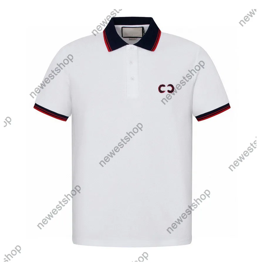 24ss Мужская дизайнерская футболка мужская поло с вышивкой красная с двойным буквенным принтом рубашки поло с короткими рукавами хлопковые женские черно-белая футболка S-XL