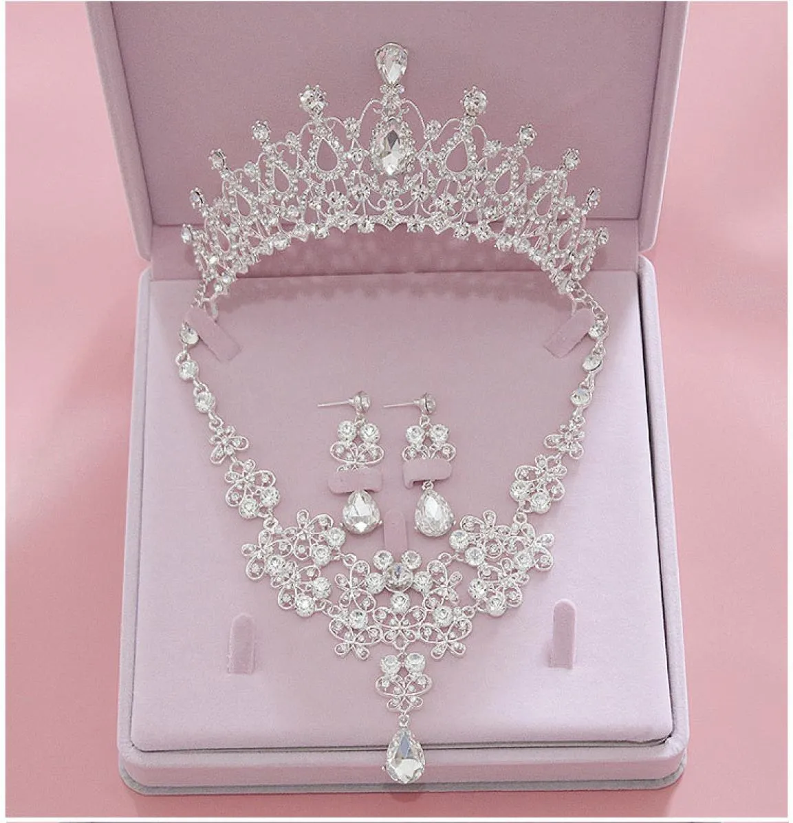 High Quality Fashion Crystal Wedding Bridal Jewelry Sets Women Bride Tiara Crowns Earring Necklace Wedding Jewelry Accessories6883582