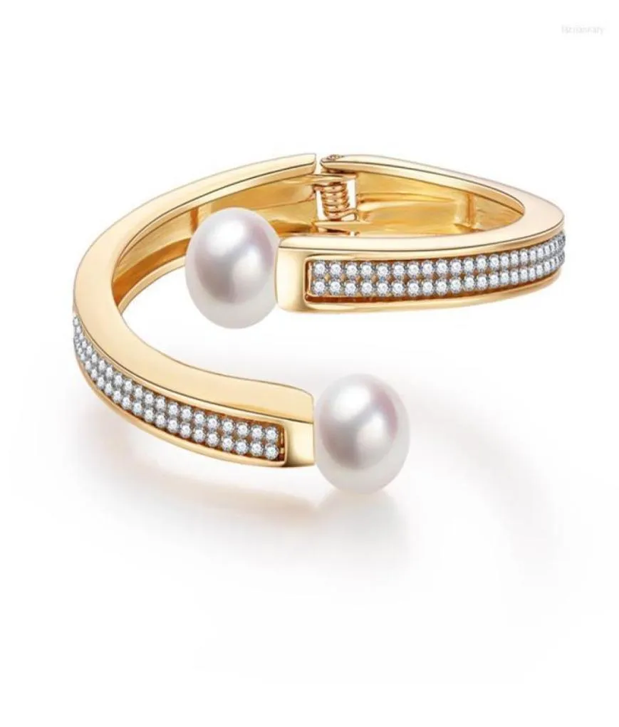 Bolek Trendy Rhinestone Gold Gold Jewelry Pearl Bracelet dla kobiet Crystal Bangles Prezent Lars225792355