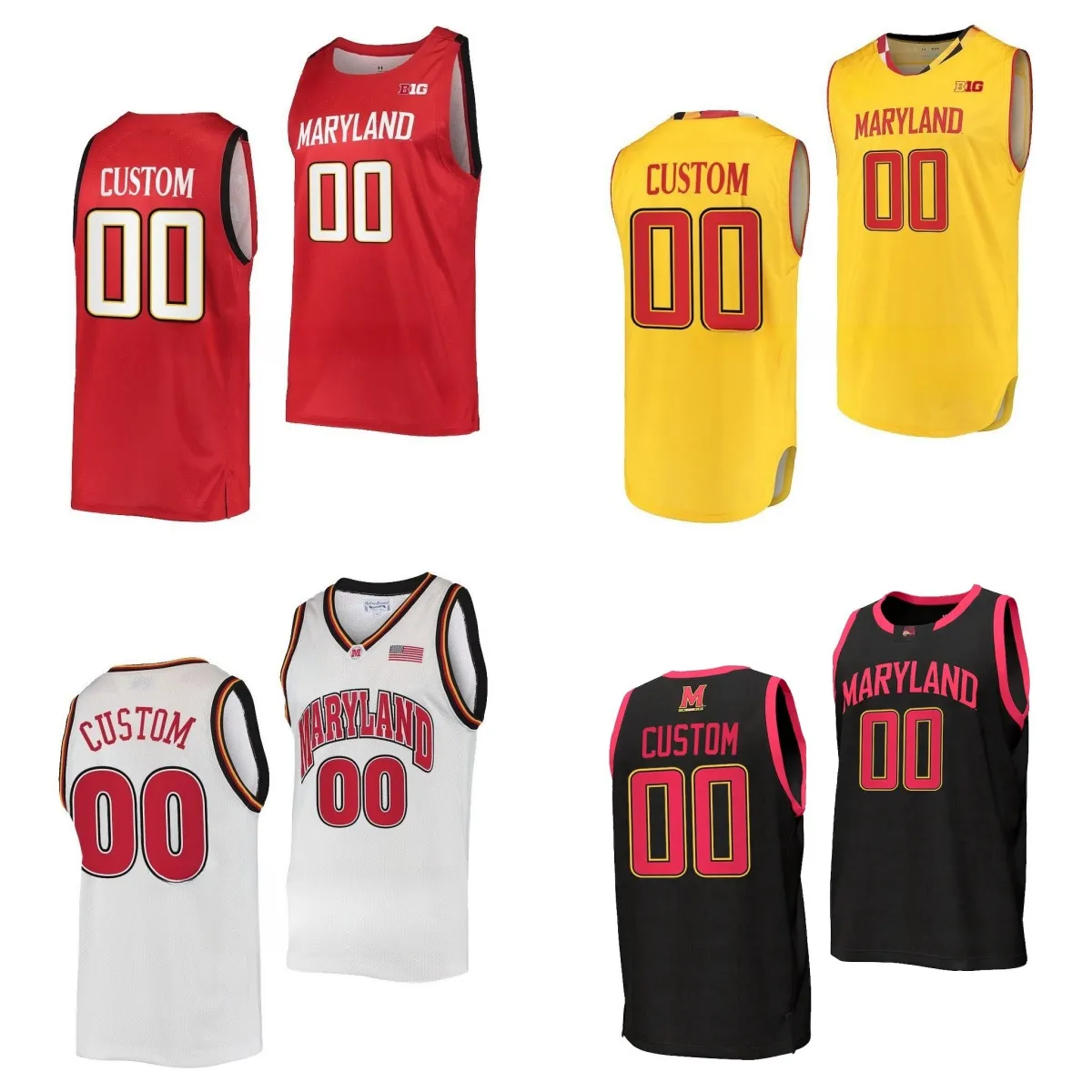 Maglie da basket personalizzate NCAA Maryland Terrapins College Noah Batchelor Geronimo DeShawn Harris-Smith Jamie Kaiser Jr. Jahnathan Lamothe Jahari Long Ben Murphy