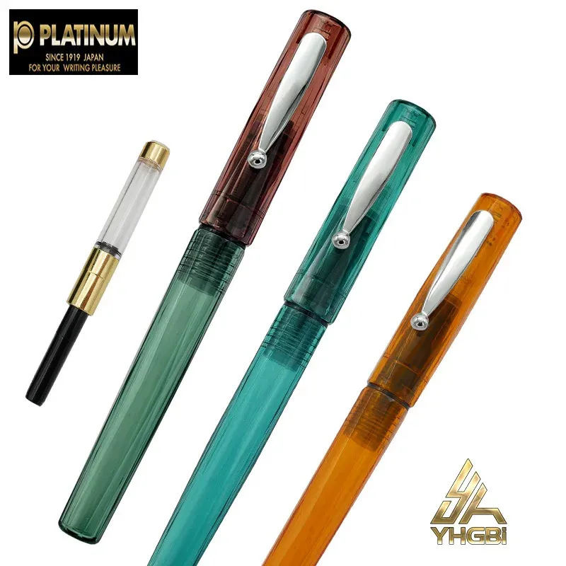 Oryginalny Platinum Fountain Pen Prefounte 3 Kolory Przezroczyste 03 mm stal nierdzewna NIB School School for For Pisma Birthstone 240306