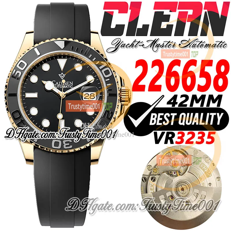 226658 VR3235 Automatic Mens Watch Clean CF Y-M 42 Yellow Gold 3D Ceramic Bezel Black Dial 904L Steel Oysterflex Strap Rubber Super Edition Trustytime001 Wristwatch