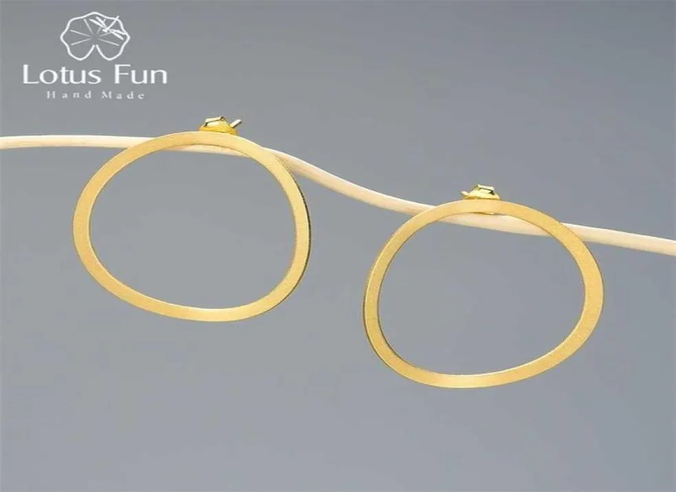 Lotus Fun 18K Gold Minimalism Big Hoop Circle Dangle Earrings For Women 925 Sterling Silver Luxury Jewelry Trend Female 2201082059080
