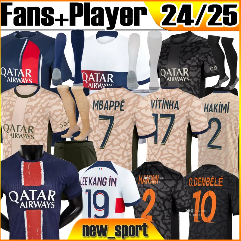 24 25 soccer jerseys MBAPPE 7 HAKIMI SERGIO RAMOS WIJNALDUM Maillots football shirt 2023 2024 Men Kids kit socks set enfants maillot de foot