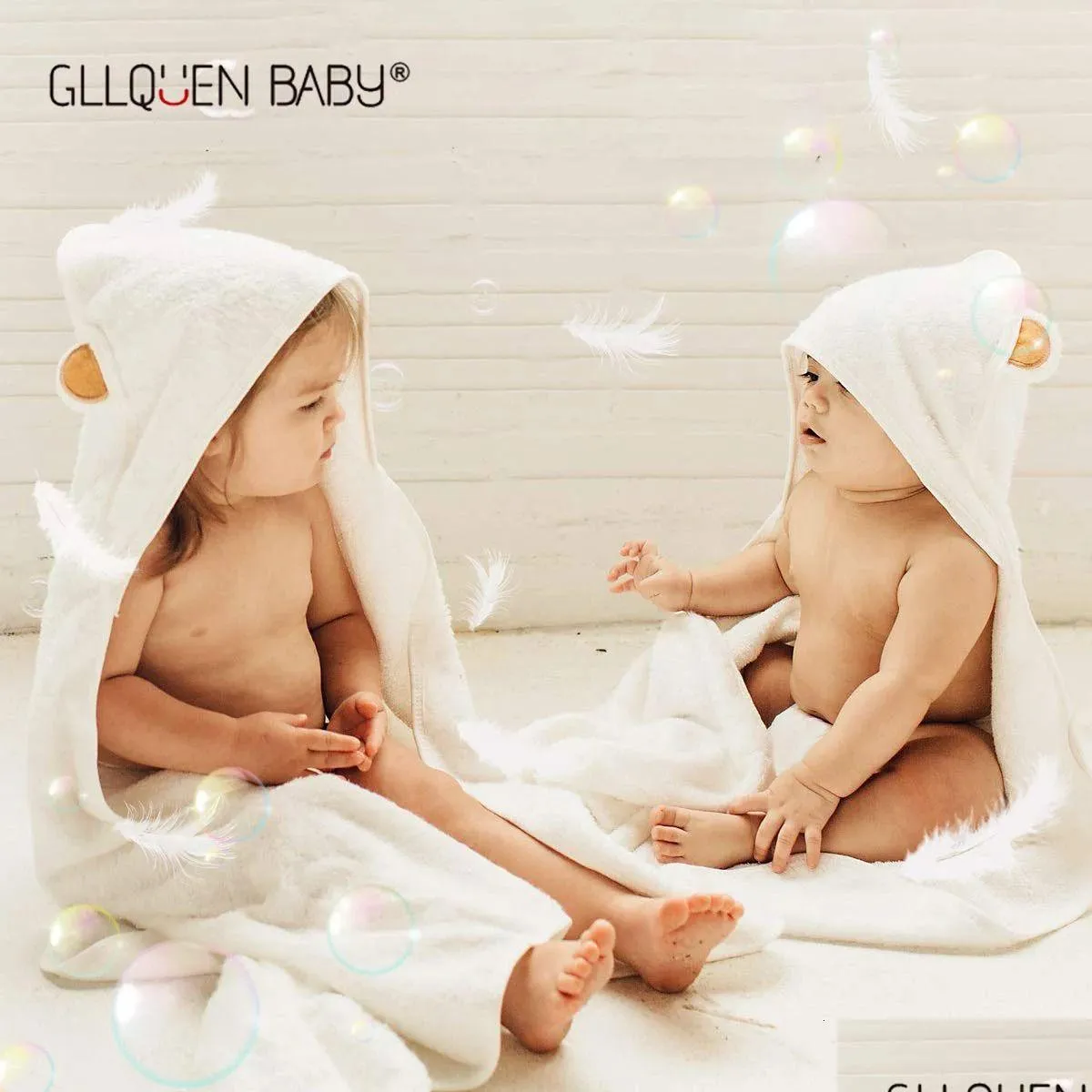 Handdoeken Gewaden Handdoeken Gewaden Handdoek Met Kap Washandje 100% Biologische Bamboevezel Baby Baby Badjassen Deken Schattig Dieren Zacht Dekbed 90X9 Dhso0