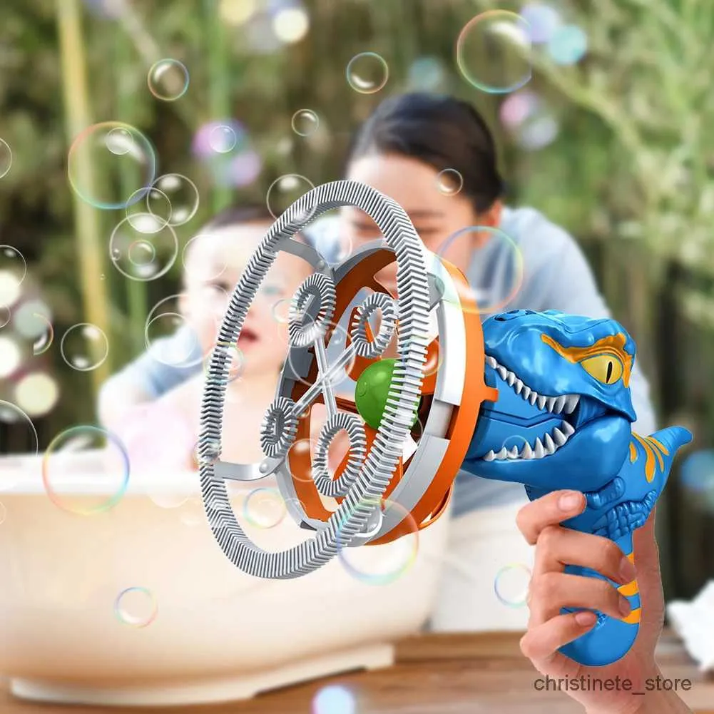 Giochi con la sabbia Divertimento in acqua Macchina per bolle elettrica per bambini Dinosauro gigante portatile Soffiatore per bolle Pistola per bolle Pistola per bolle di sapone Creatore di bolle di sapone Regalo di compleanno per bambini