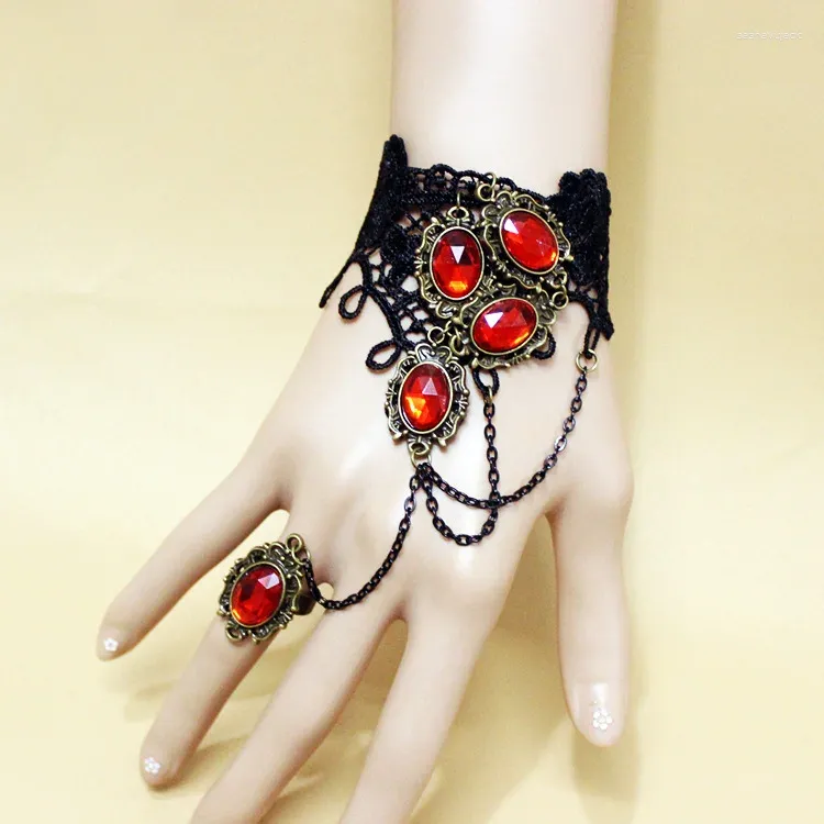 Charme pulseiras vampiro preto laço gem vintage gótico punk versátil anel pulseira jóias acessórios adequados para mulheres elegantes