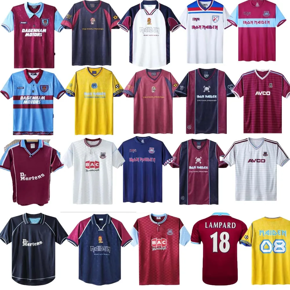 サッカージャージ91 92 95 97西100歳のレトロコールディカニオランパードディック1999 2000 Camiseta 100 Th 99ホームハム1995 97 2001 1992 1993 1995 1997 1997