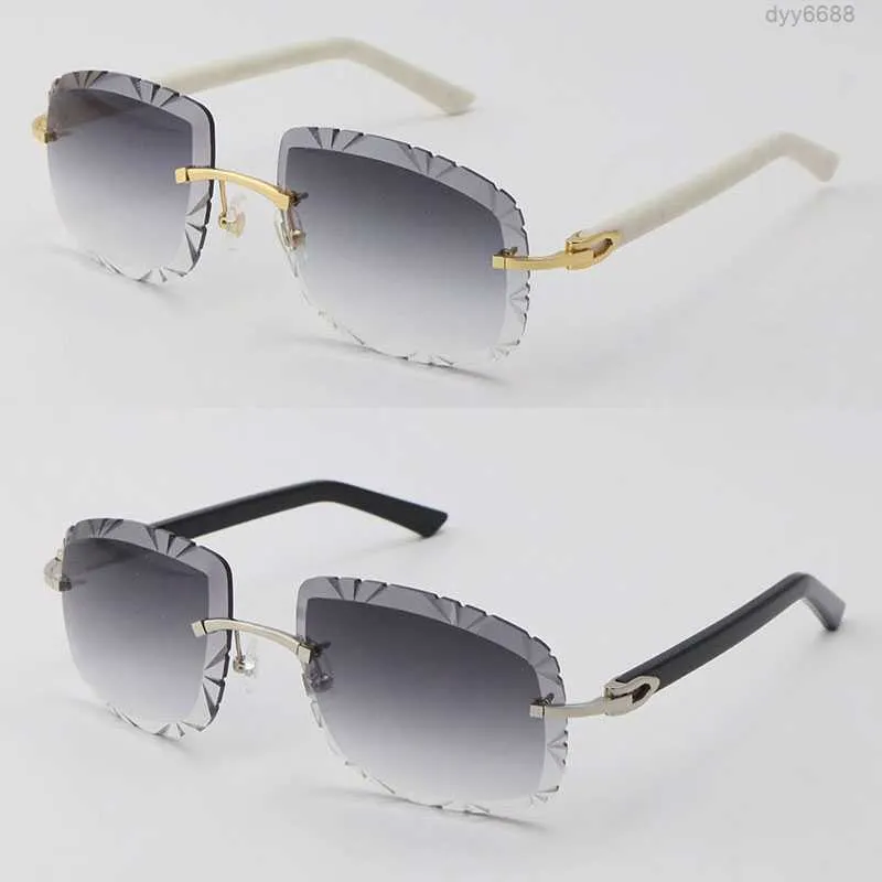 Óculos de sol de designer de moda atacado T8200762 sem aro preto branco prancha mulheres óculos quentes unisex sol condução armação de metal óculos 18k ouro marrom diam