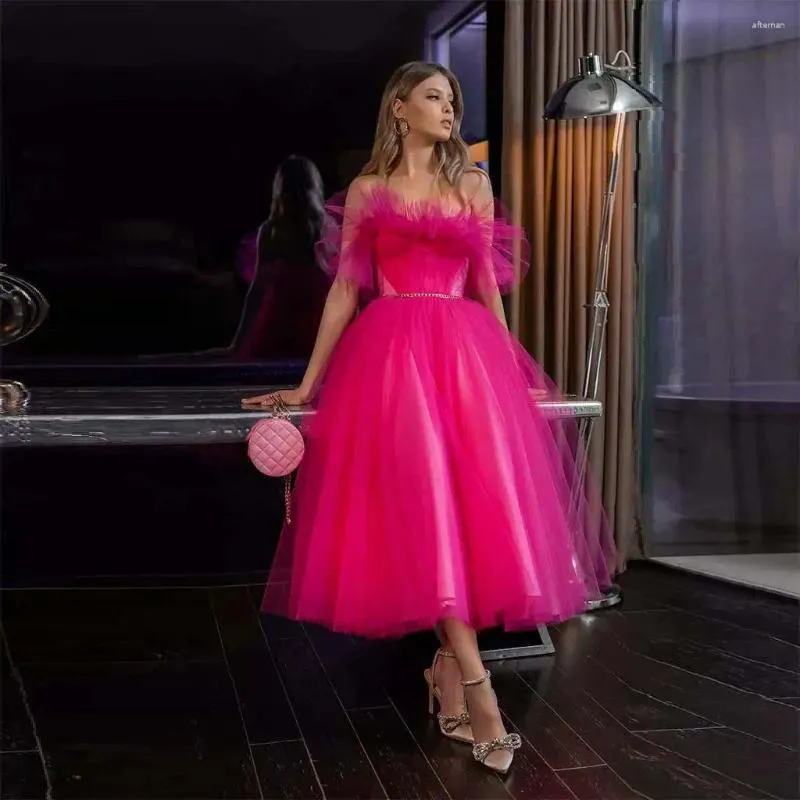 Party Dresses Ruffles Strapless Modern Homecoming With Beaded Sash Lace Up Sexy Backless Cocktail Gowns Length Tulle A Line