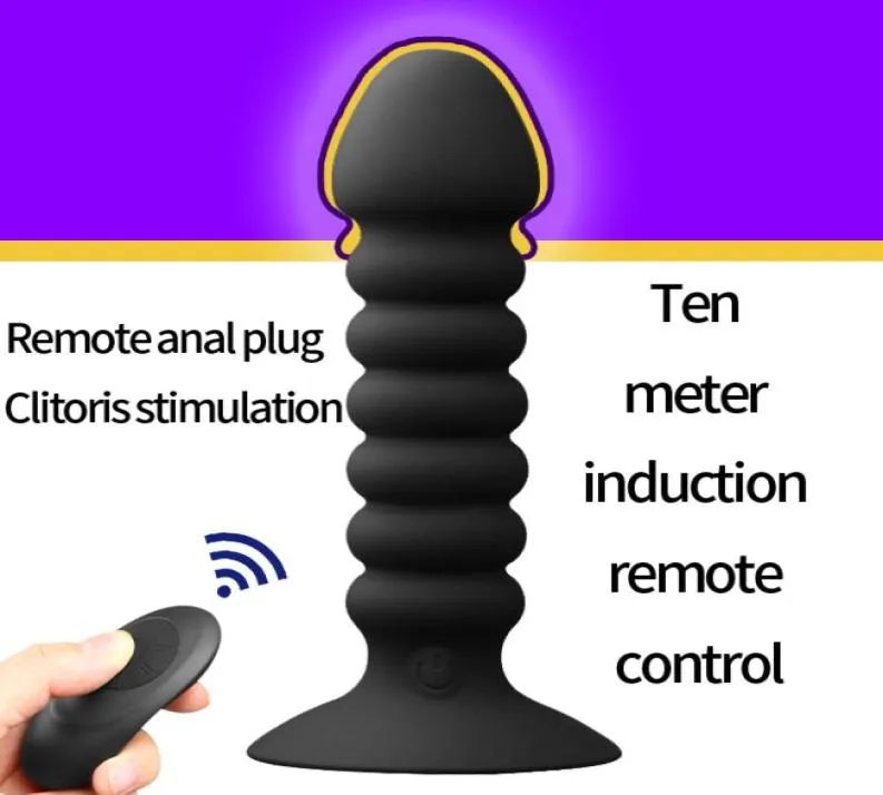 Anal Plug Bead Dildo Vibrator med Suction Cup Remote Control Butt Plug Man Prostate Clitoris Massager Vuxna sexleksaker för kvinnor M3670365