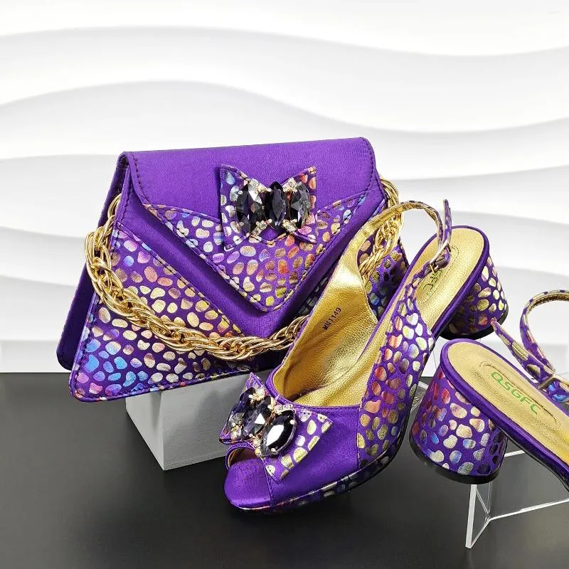 Purple evening shoes and matching bag on sale