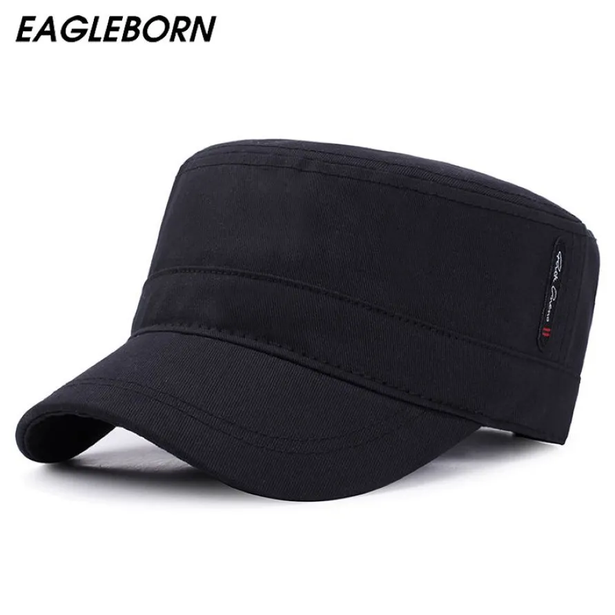 Eagleborn 2020 Classic Vintage Flat Top Mens Washed Caps and Hat Justerbar monterad tjockare mössa Vinter varma militära hattar för män T241F